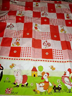 Vintage Animals Cotton Retro Fabric Farm Road Border 66x 1 Yard RARE • $12.64