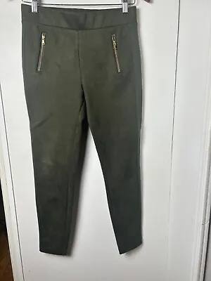 LOFT Petite Small Women Jeggings Green Microfiber With Gold Zippers  • $10