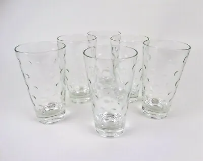 Vintage Mid Century Raised Dots Glasses Clear Tumbler Set Of 6 Retro Bar 1950 • $49.95