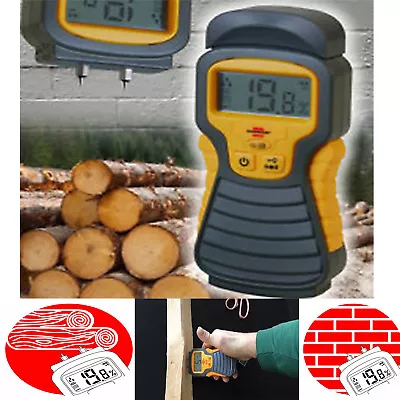 Digital Moisture Detector Damp Meter Wood Brick Screed Humidity Caravan Tester • £29