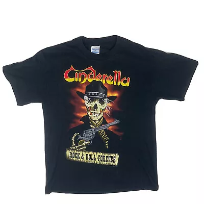 Vtg Cinderella Rock & Roll Forever Long Cold Winter 89 Tour T Shirt Skeleton 80s • $125