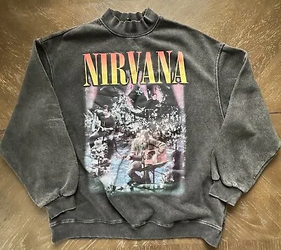 Nirvana Unplugged In New York H & M Double-Sided Sweatshirt Medium • £29.18