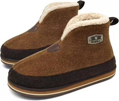 KuaiLu Mens Felt Winter Warm Boot Slippers Cosy Memory Foam Fleece Lined Bootie • £27.99