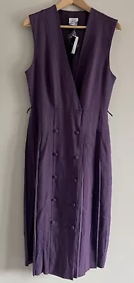 NWT Vintage Laura Ashley Dress Button Front Sleeveless Wool Blend Purple 10 New • $50.99