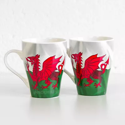 Set Of 2 Large Welsh Dragon Flag Mugs Cups Drinks Tea Coffee Hot Chocolate Gifts • £13