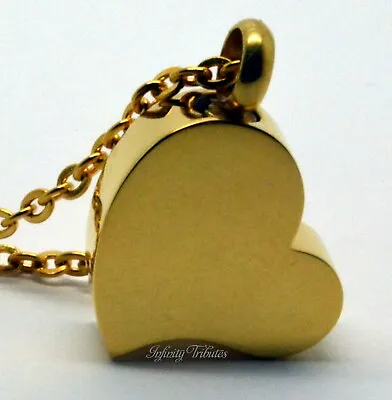 Cremation Urn Pendant Keepsake Necklace 24k Gold Plated Curvy Heart Keepsake • £27.99