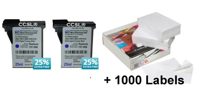 £33.20 • Buy 2 Pack Pitney Bowes Blue Compatible Ink Cartridge DM50 K700 797-0SB +1000 Labels