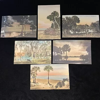 Vintage E.G. Barnhill Florida Post Card Hand Painted Set Of Six • $24