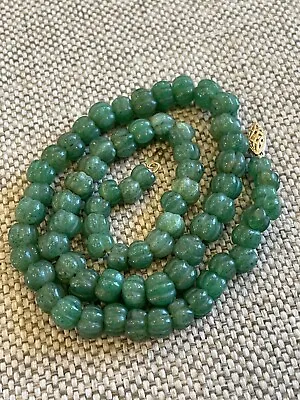 $49.99 • Buy Vintage Estate 14k Gold Chinese Carved Jadeite Jade Beaded Necklace!