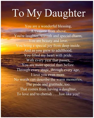 £3.99 • Buy Personalised To My Daughter Poem Birthday Anniversary Christmas Gift Present