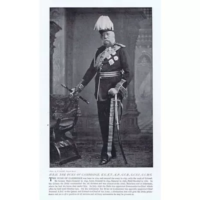 HRH The Duke Of Cambridge In Uniform - Antique Print 1895 • £8.99