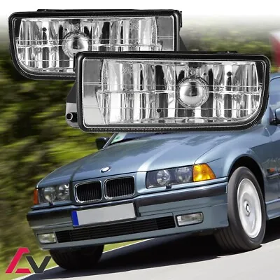 Fog Lights Pair For 92-98 BMW E36 318i 318ti 323i 328i Clear Bumper Bulbs Lamps  • $34.99