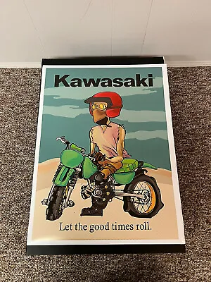 Vintage Kawasaki Motorcycle Dirt Bike Poster Print Rare 18x24 Must Have Man Cave • $38