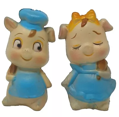 VTG PIG Salt Pepper Shaker Set Plastic Piggy Boy Chef Girl Baker Kitsch Kitchen • $6.99