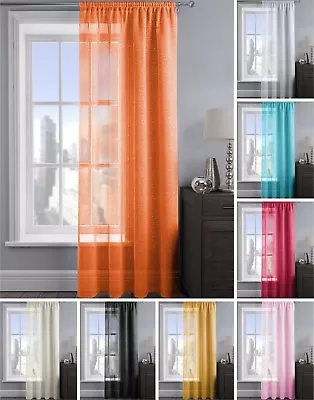£6.95 • Buy Sparkle Glitter Slot Top Voile Curtain Net Panel Glitzy Shimmer Ready Made Voile