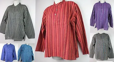 £13.99 • Buy Summer Light Handmade Grandad Cotton Stripe Shirt Kurta Casual Festival Tops CS3