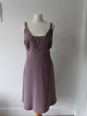 MONSOON Mink Embellished Dress Occasion Bridesmaid Wedding Size 16 BNWT RRP£139 • £49.99