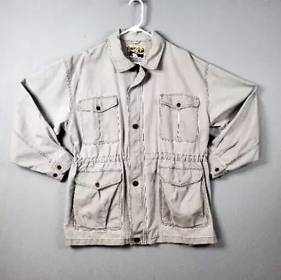 Vtg Pacific Crest Jacket Men Utility Cotton Ltwt Casual Field Chore Khaki Safari • $22.07