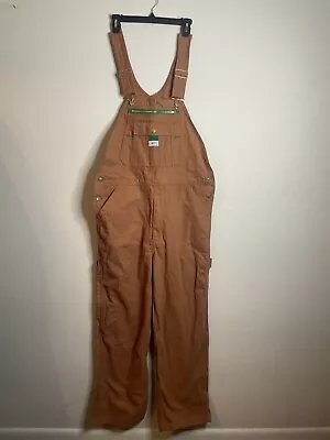 Liberty Mens Overalls 36x30 Brown Carpenter Workwear Canvas Cotton Bib Coveralls • $39