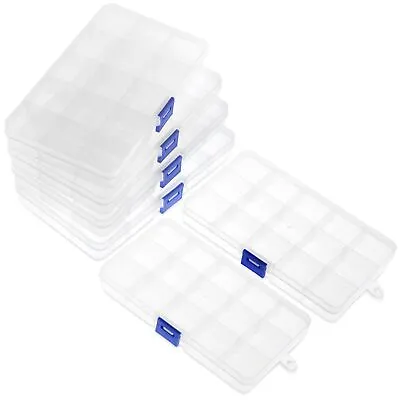 Clear Jewelry Box 6-Pack Plastic Bead Storage Container Earrings Organizer • $16.19