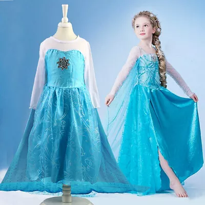 Frozen Elsa Princess Girls Dress Party Cosplay Costumes Disney Birthday Vestidos • $13.99