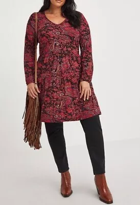 JOE BROWNS LADIES RED MULTI PAISLEY LONGLINE JERSEY TUNIC TOP NEW (ref 420) • £27.95