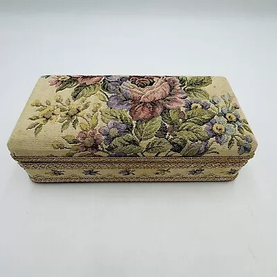 Schmid Bros Music Jewelry Box Brocaded Tapestry Floral Musical Works Vintage • $19.99