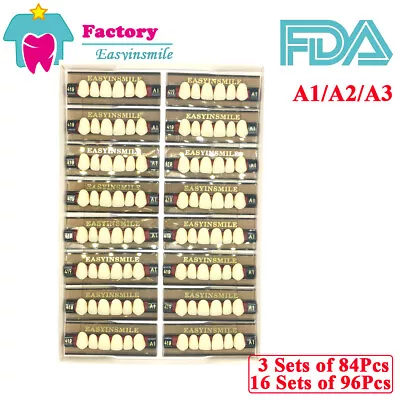 Dental Denture Acrylic Resin Teeth DIY False Teeth Full Set A1/A2/A3 Upper/Lower • $17.74