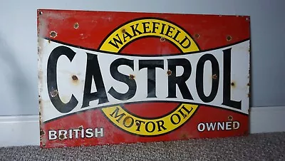 Vintage Castrol Porcelain Sign Rare Gas Oil Service Station Pump Plate Motor • $13.50