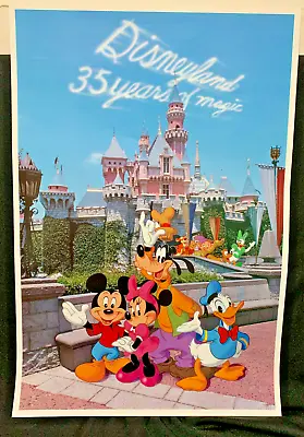 Disneyland 35th Anniversary Mickey MInnie Mouse Donald Duck Goofy Poster NEW VTG • $13.99