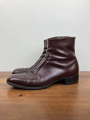 Jarman Boots Men’s Size 8 Ankle Red Brown Leather Italian Vintage Side Zip • $14.50