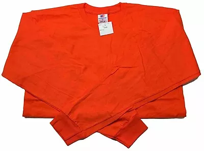 Bayside Made In America Shirt Long Sleeve 100% Preshrunk Cotton Orange M NWT • $7.99