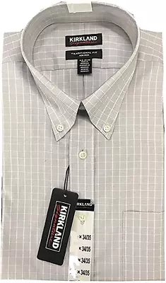 Kirkland Men's  Traditional Fit Non Iron Dress Shirt(gray 16.5 32/33)nwt • $25.03
