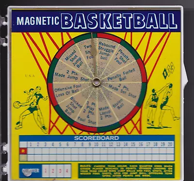 1960s NSC MAGNETIC BASKETBALL SPINNER TRAVEL GAME IN CASE - MADE IN USA • $9