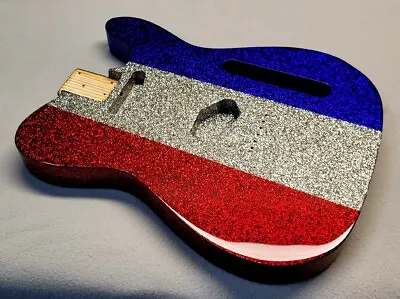 Red Silver Blue Buck Owens Style Metal Flake PAINT JOB On YOUR Guitar Body! • $450