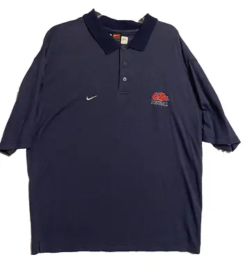Ole Miss Polo Shirt Mens XL Nike Dri-Fit Swoosh Logo Navy Striped Short Sleeves • $17.25