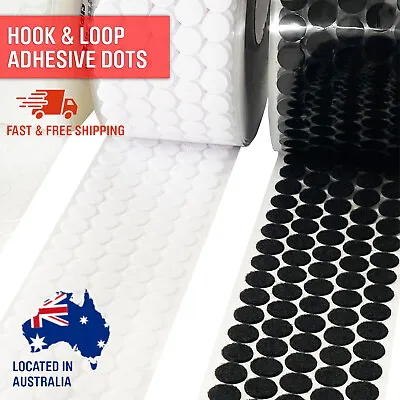 Hook & Loop Sticky Self Adhesive Round Dots 1015202530mm Clear Black White • $99.95