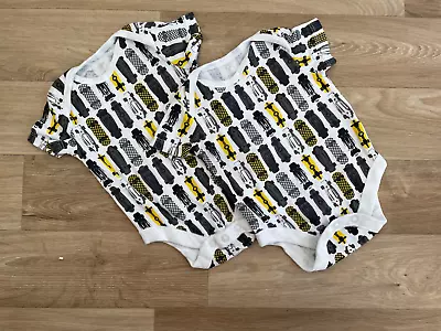 Baby Boy 0-3 Months F&F 2 Short Sleeve Bodysuits Racing Cars • £2