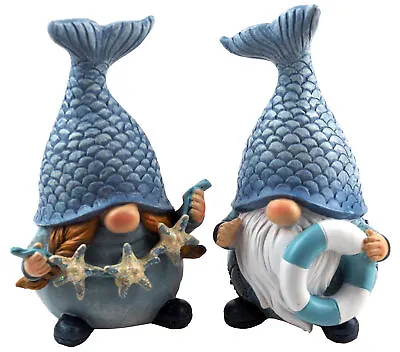 Mermaid Tail Nautical Gonks Gnomes 18cm Garden Ornament - Set Of 2 • £20.99