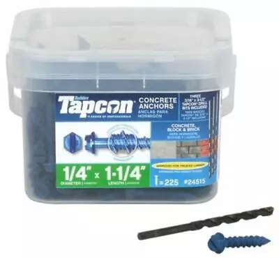 3-Pack Tapcon 1/4 X 1-1/4 In. Hex Head Concrete Screw Anchor 225 Pk • $69.99