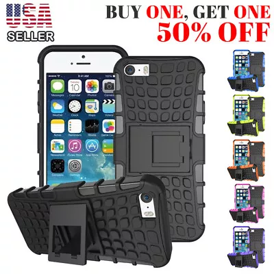 Apple IPhone 5 / 5s - Heavy-Duty 3D Tire Rugged Dual-Layer Kickstand Case • $5.90