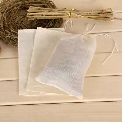 10* Small Cotton Muslin Drawstring Empty Filter Bag For Tea Separate Spice Herb • £4.70