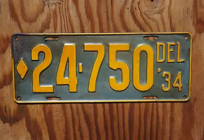 1934 Delaware License Plate # 24 - 750 • $99.99