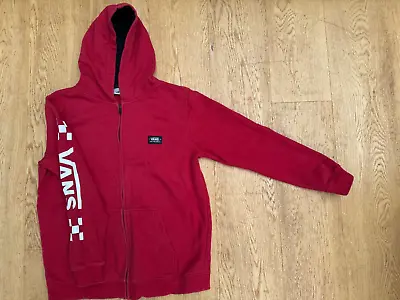 Vans Off The Wall Zip Hoodie Youth XL Long Sleeve Graphic Red Adult S Size • £11.99