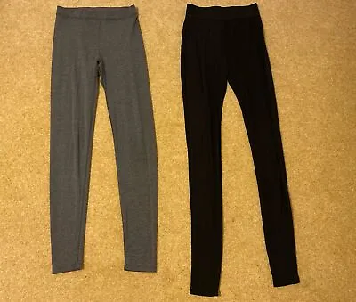 Set Of 2 Uniqlo Heattech Extra Warm Leggings Size XS S Grey Black Sweatpants • £9.95