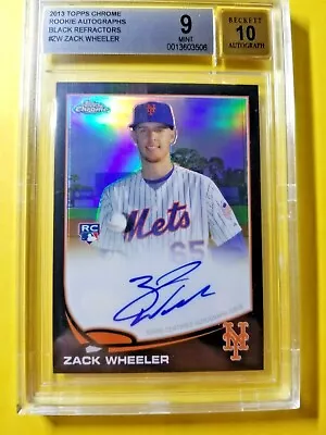 Zack Wheeler RC 2013 Topps Chrome Rookie Black Refractor 007 / 100 Auto 10 BGS 9 • $99.99