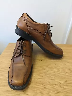 M&S Leather Shoes Mens UK 7 Brown Derby Lace Up Collection AirFlex Extra Wide • £12.99