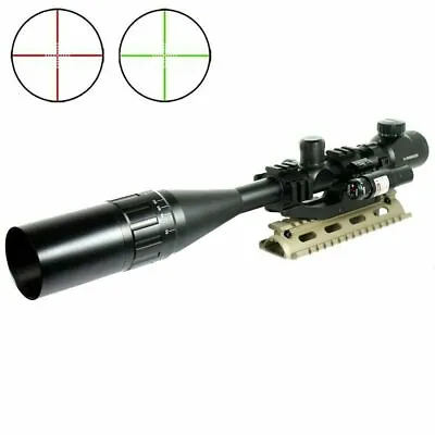 6-24x50 Rifle Scope R/G Mil-dot PEPR Mount + Sunshade + Red Laser Sight • $60.25