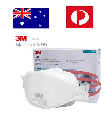3M™ Aura™ 1870+ Flat Fold Particulate Respirator & Surgical Mask 20 Pack • $48.99