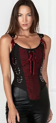 NWT Corset Story Red & Black Steampunk Overbust With Shoulder Straps Waist-31-32 • $69.99